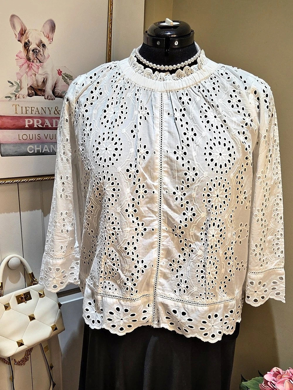 Nwt 1X Jennifer & Grace Eyelet Embroidered Blouse in White